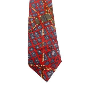 Civitas Mens Washington DC Map Silk Tie Red Blue‎ Gold Cartography Cityscape